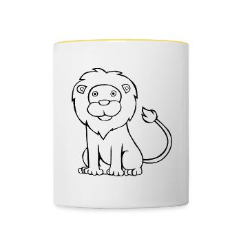 Lion Wildlife Big Cats Animal Silhouette - Contrasting Mug - white/yellow - Front