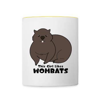 Girl Likes Cute Wombats Rodent Australian Wombats - Contrasting Mug - white/yellow - Front