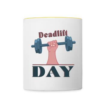 Deadlift Day Powerlifter Gym Entraînement - Mug contrasté - blanc/jaune - Devant