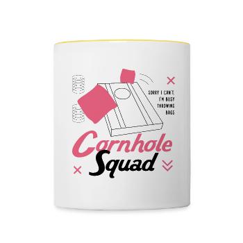 Cornhole Squad Ironic Saying Sack Tossing - Mug contrasté - blanc/jaune - Devant