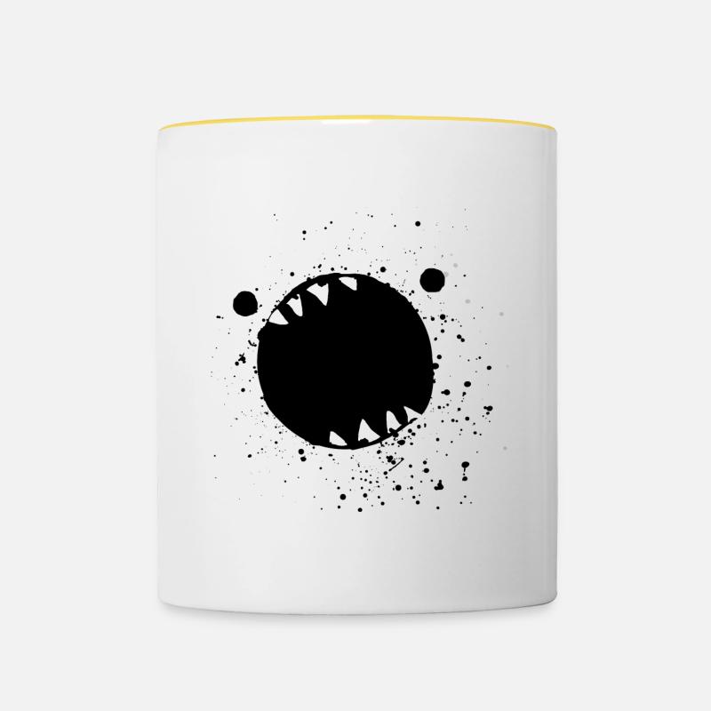 Monster "Broken-open Mouth" - Contrasting Mug - white/yellow
