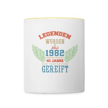 Juli 1982 - 40. Geburtstag Geschenk. Awesome. - Tasse zweifarbig - Weiß/Gelb - Vorne