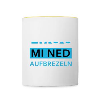 Bayer Dialekt Bayrisch Bierzelt Geschenk - Tasse zweifarbig - Weiß/Gelb - Vorne