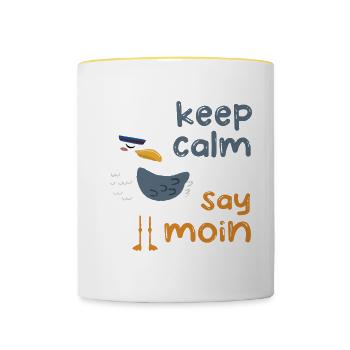 Moin Nordsee Hambourg Allemagne du Nord Cadeau - Mug contrasté - blanc/jaune - Devant