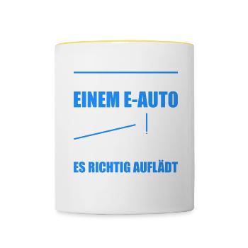 Eauto Gegner Elektroauto E-Mobilität Geschenk - Tasse zweifarbig - Weiß/Gelb - Vorne