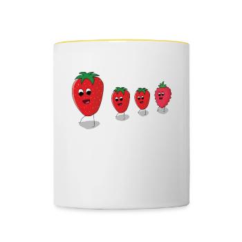 Famille de fraises - Mug contrasté - blanc/jaune - Devant