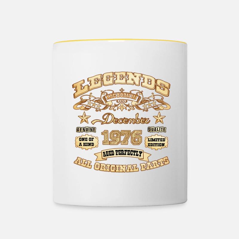 Les légendes sont nées en décembre 1976 - Mug contrasté - blanc/jaune