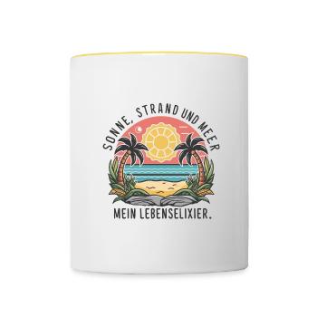 Le soleil, la plage et la mer - mon élixir de vie - Mug contrasté - blanc/jaune - Devant