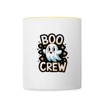 Süßes Gespenst – Boo Crew - Tasse zweifarbig - Weiß/Gelb - Vorne