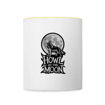 Vollmond – Howl at the Moon - Tasse zweifarbig - Weiß/Gelb - Vorne