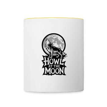 Vollmond – Howl at the Moon - Tasse zweifarbig - Weiß/Gelb - Vorne