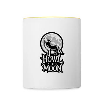 Vollmond – Howl at the Moon - Tasse zweifarbig - Weiß/Gelb - Vorne
