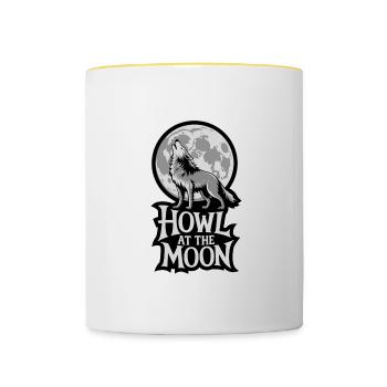 Vollmond – Howl at the Moon - Tasse zweifarbig - Weiß/Gelb - Vorne