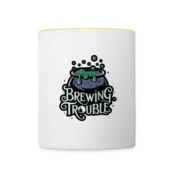 Hexenkessel – Brewing Trouble - Tasse zweifarbig - Weiß/Gelb - Vorne