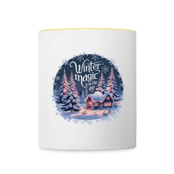 Winter Magic is in the Air – Winterlandschaft - Tasse zweifarbig - Weiß/Gelb - Vorne