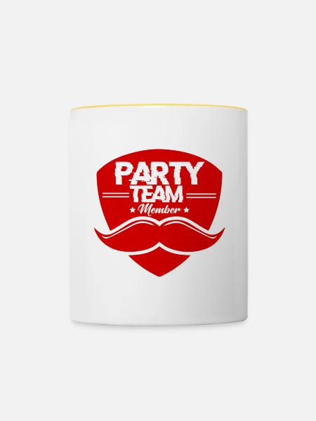 Party Team Member - Tasse zweifarbig - Weiß/Gelb