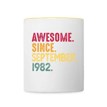 Septembre 1982 - cadeau du 40e anniversaire. Génial. - Mug contrasté - blanc/jaune - Devant