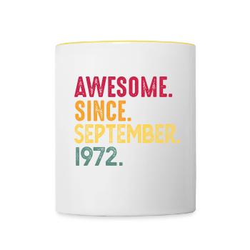 Septembre 1972 - cadeau du 50e anniversaire. Génial. - Mug contrasté - blanc/jaune - Devant