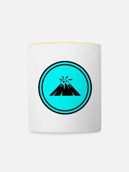 Vulkan icon symbol - Tasse zweifarbig - Weiß/Gelb