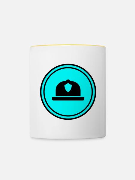 Feuerwehrhelm - Tasse zweifarbig - Weiß/Gelb