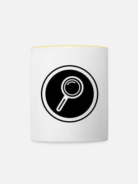 Lupe Symbol - Tasse zweifarbig - Weiß/Gelb