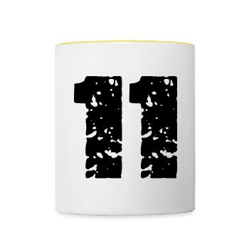 11 Number jersey - Contrasting Mug - white/yellow - Front