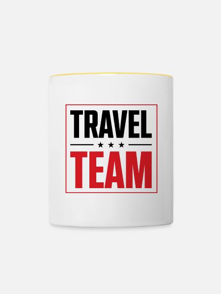 Travel Team - Tasse zweifarbig - Weiß/Gelb