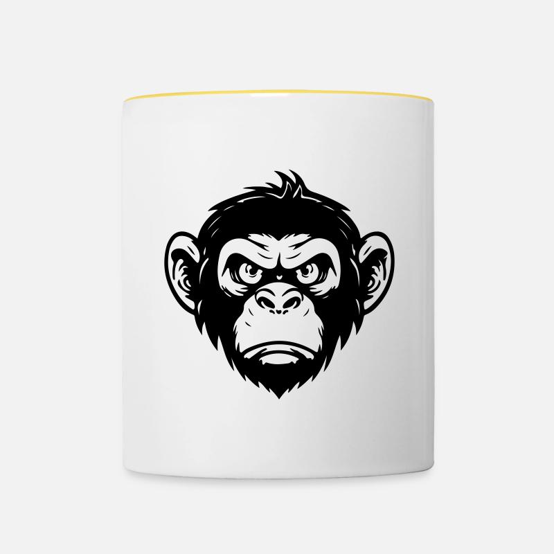 Tête de Singe - Mug contrasté - blanc/jaune