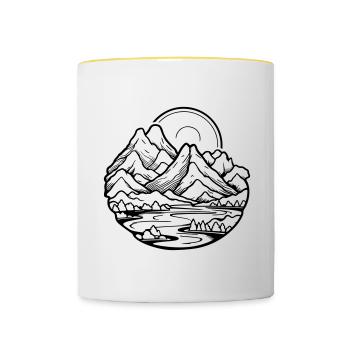 Mountains Landscape - Contrasting Mug - white/yellow - Front