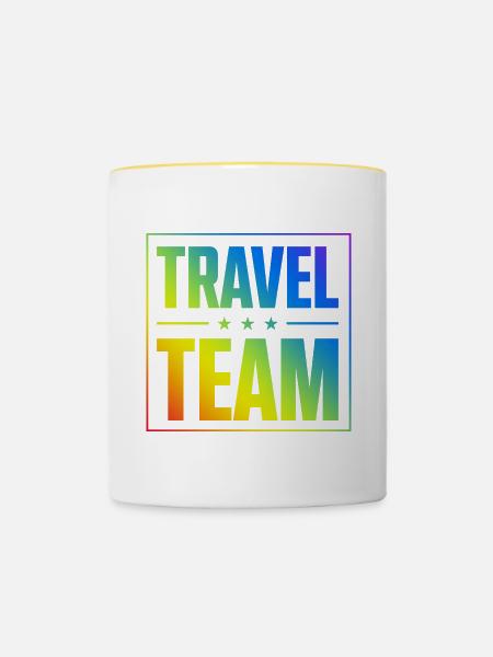 Travel Team - Tasse zweifarbig - Weiß/Gelb