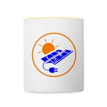 Solar Energy Photovoltaic System Icon - Contrasting Mug - white/yellow - Front