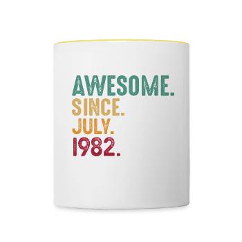 Juli 1982 - 40. Geburtstag Geschenk. Awesome. - Tasse zweifarbig - Weiß/Gelb - Vorne