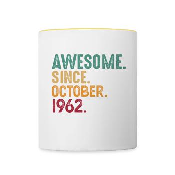 Octobre 1962 - Cadeau du 60e anniversaire. Légende. - Mug contrasté - blanc/jaune - Devant