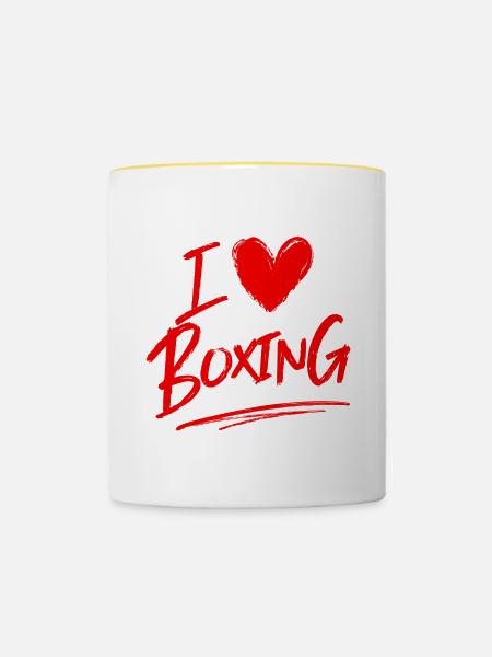 Ich liebe Boxen - Tasse zweifarbig - Weiß/Gelb