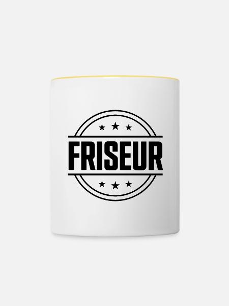 Friseur Beruf - Tasse zweifarbig - Weiß/Gelb