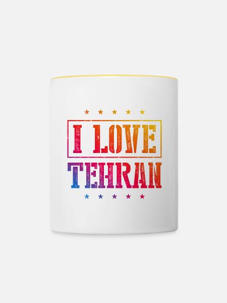 I Love Tehran - Tasse zweifarbig - Weiß/Gelb