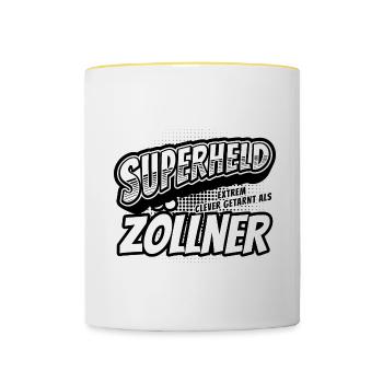 Superheld, clever getarnt als Zöllner - Tasse zweifarbig - Weiß/Gelb - Vorne