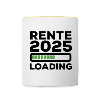 Rente 2025 Loading - Ruhestand - Pension - Tasse zweifarbig - Weiß/Gelb - Vorne