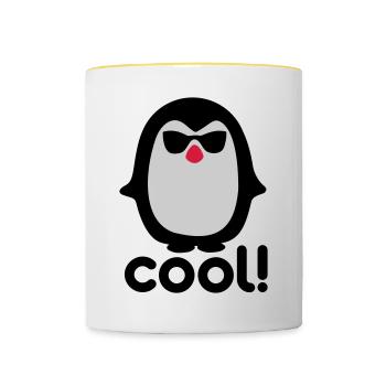 Cool pinguin - Contrasting Mug - white/yellow - Front