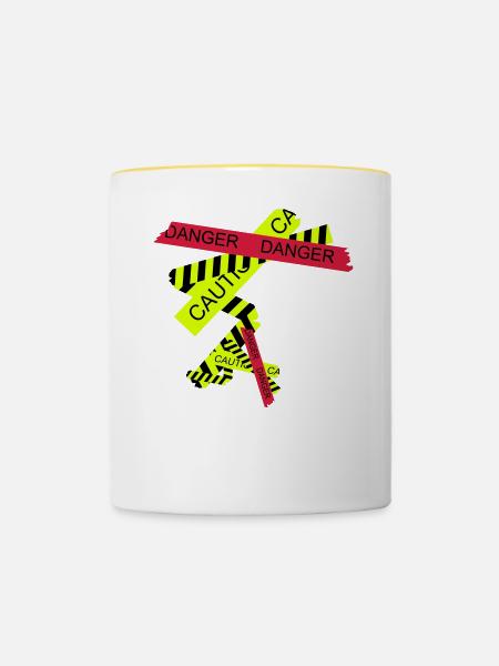danger - Tasse zweifarbig - Weiß/Gelb