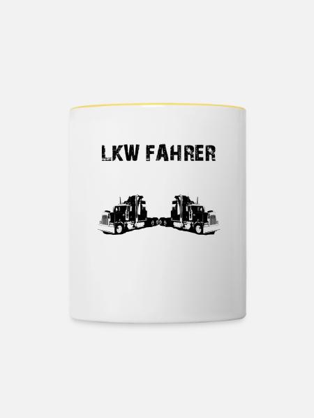 Trucker 04 - Tasse zweifarbig - Weiß/Gelb