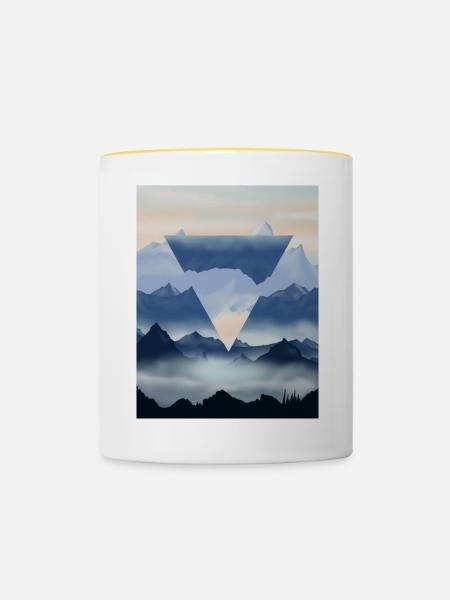 Berglandschaft - Tasse zweifarbig - Weiß/Gelb