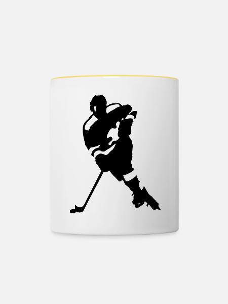 Eishockey - Tasse zweifarbig - Weiß/Gelb