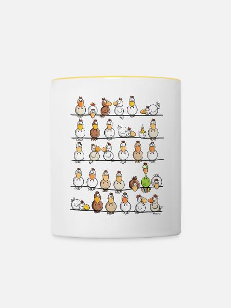 Hühner Farm - Tasse zweifarbig - Weiß/Gelb