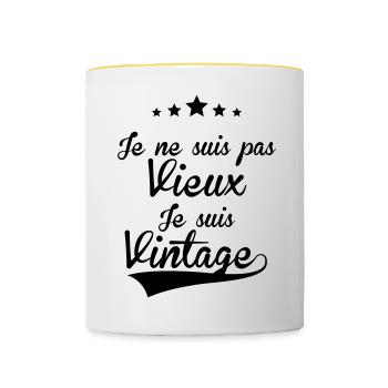 Vintage_FR_H - Mug contrasté - blanc/jaune - Devant