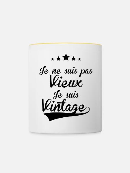 Vintage_FR_H - Mug contrasté - blanc/jaune