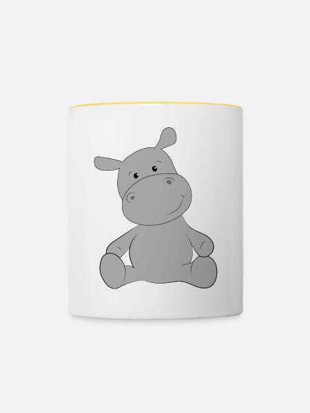 Nilpferd - Tasse zweifarbig - Weiß/Gelb