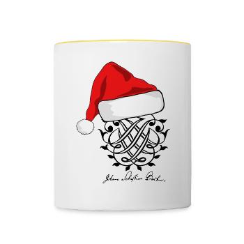 Bach seal / monogram / coat of arms with Santa Claus cap - Contrasting Mug - white/yellow - Front