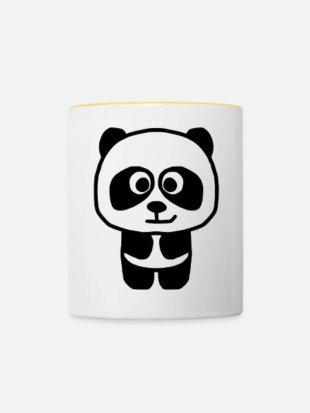 Panda - Tasse zweifarbig - Weiß/Gelb