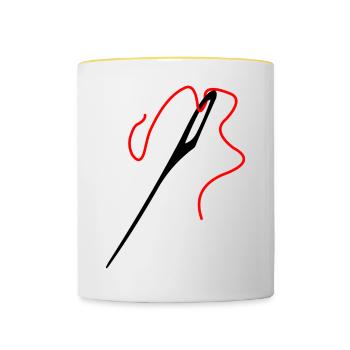 Needle and thread - Contrasting Mug - white/yellow - Front